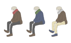 3色パターンのファッションイラスト素材【冬服編】