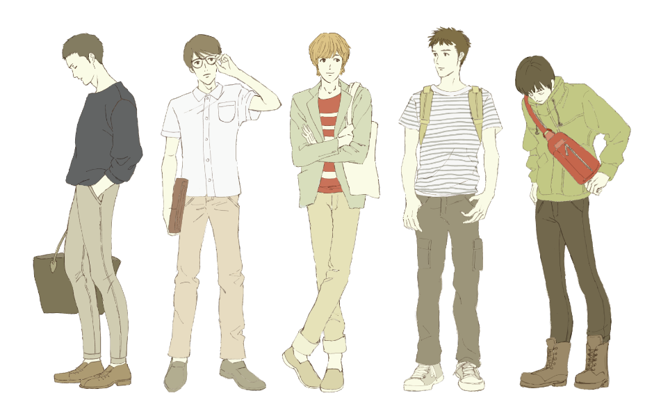 カジュアルスタイルの男性ファッションのイラスト素材