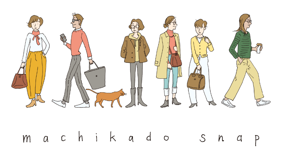 街角風景の男女のイラスト素材