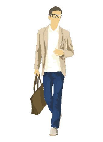 メガネをかけた男性の歩くイラスト素材