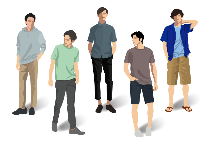 春夏男性ファッションのイラスト素材