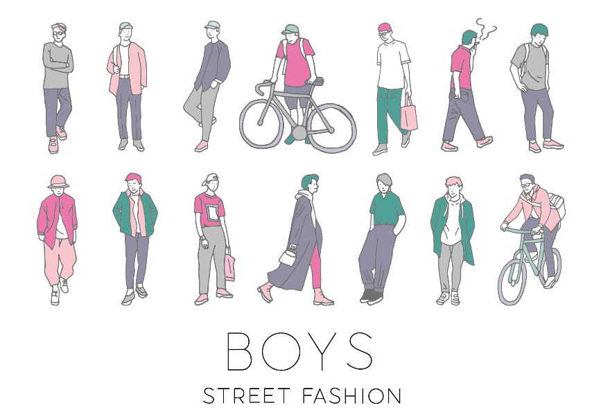 ストリートファッションの男の子イラスト素材