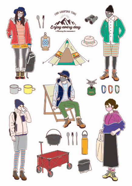 キャンパー女子のイラスト