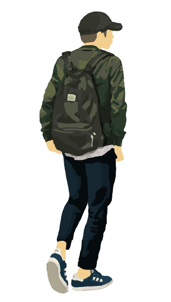 リュックを背負った男性のイラスト素材