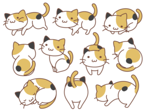 デフォルメ三毛ネコ（猫、ペット、動物、ネコ、ねこ、ミケネコ、みけねこ、三毛猫、三毛ネコ、三毛ねこ、愛玩動物、キャット）