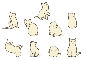 ラフな猫のイラスト素材（猫、ゆるきゃら、にゃんこ、でぶ、ペット、かわいい、癒やし）