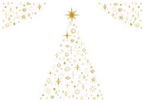 キラキラ　クリスマスツリー（キラキラ、クリスマス、クリスマスツリー、ツリー、手描き、星、宝石、ダイヤ、ダイヤモンド、ジュエリー、光、飾り、ピカピカ、金色、ゴールド、豪華、おしゃれ、かわいい、輝き、煌めき）