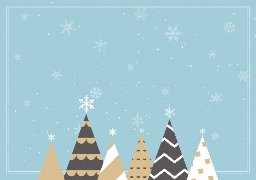 シンプルデザインのクリスマス背景（クリスマスツリー、クリスマス、雪、クリスマスカード、かわいい、おしゃれ、シンプル、結晶、雪の結晶、木、プレゼント、カード、キラキラ、水彩、手描き、可愛い）