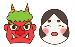 節分（節分、鬼、赤鬼、お福さん、お面、豆まき）