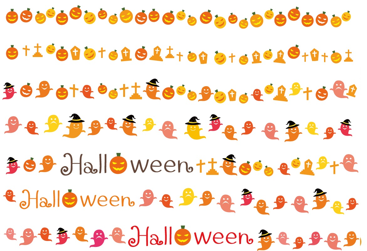 ハロウィンラインまとめ　かぼちゃのおばけたちが並んだライン