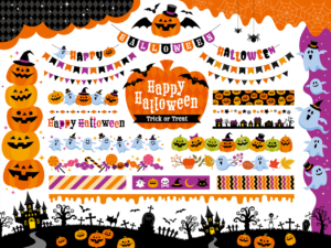 ハロウィン　飾り罫とガーランドセット